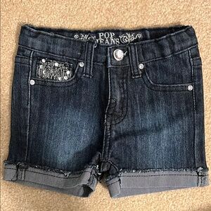 Girls Dark Blue/black Denim Shorts size 4T with Rhinestone Detail